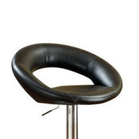 Metal Base Bar Stool With Faux Leather Seat Black & Silver Set of 2 - PDX-F1553