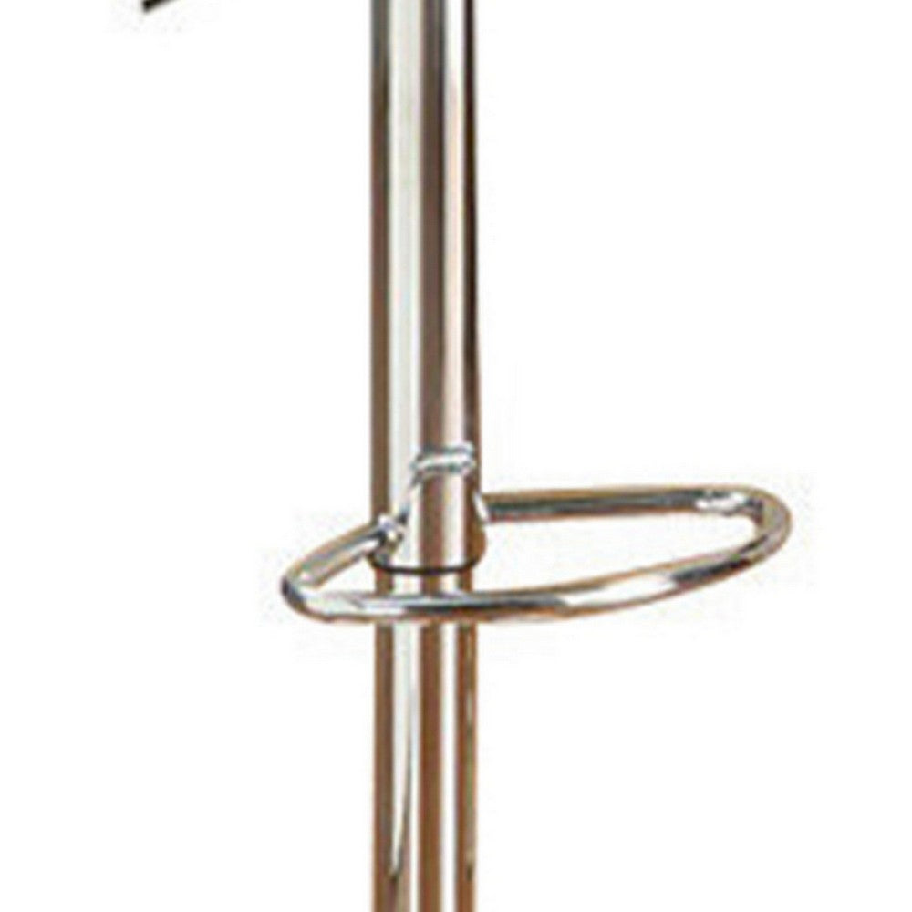 Metal Base Bar Stool With Faux Leather Seat Black & Silver Set of 2 - PDX-F1553