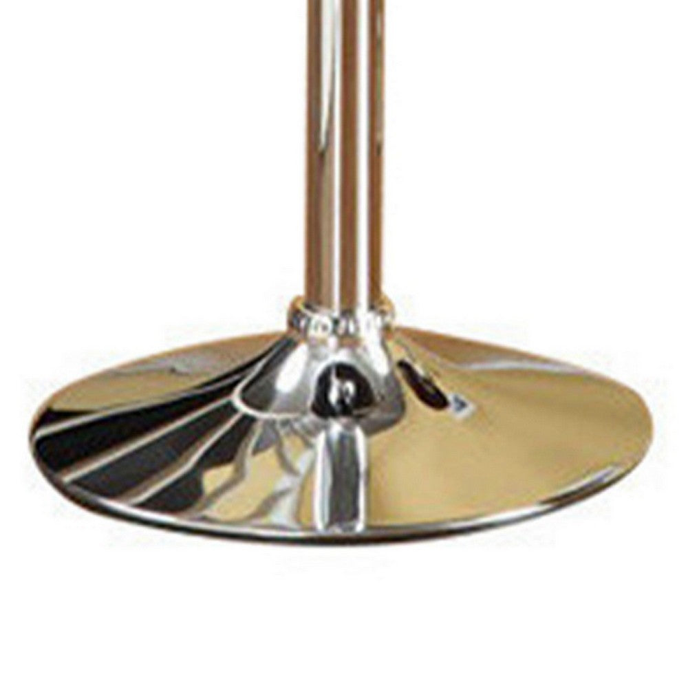 Metal Base Bar Stool With Faux Leather Seat Black & Silver Set of 2 - PDX-F1553