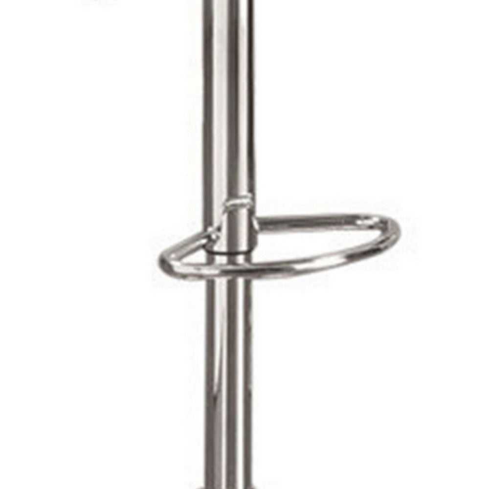 Metal Base Bar Stool With Faux Leather Seat White & Silver Set of 2 - PDX-F1554