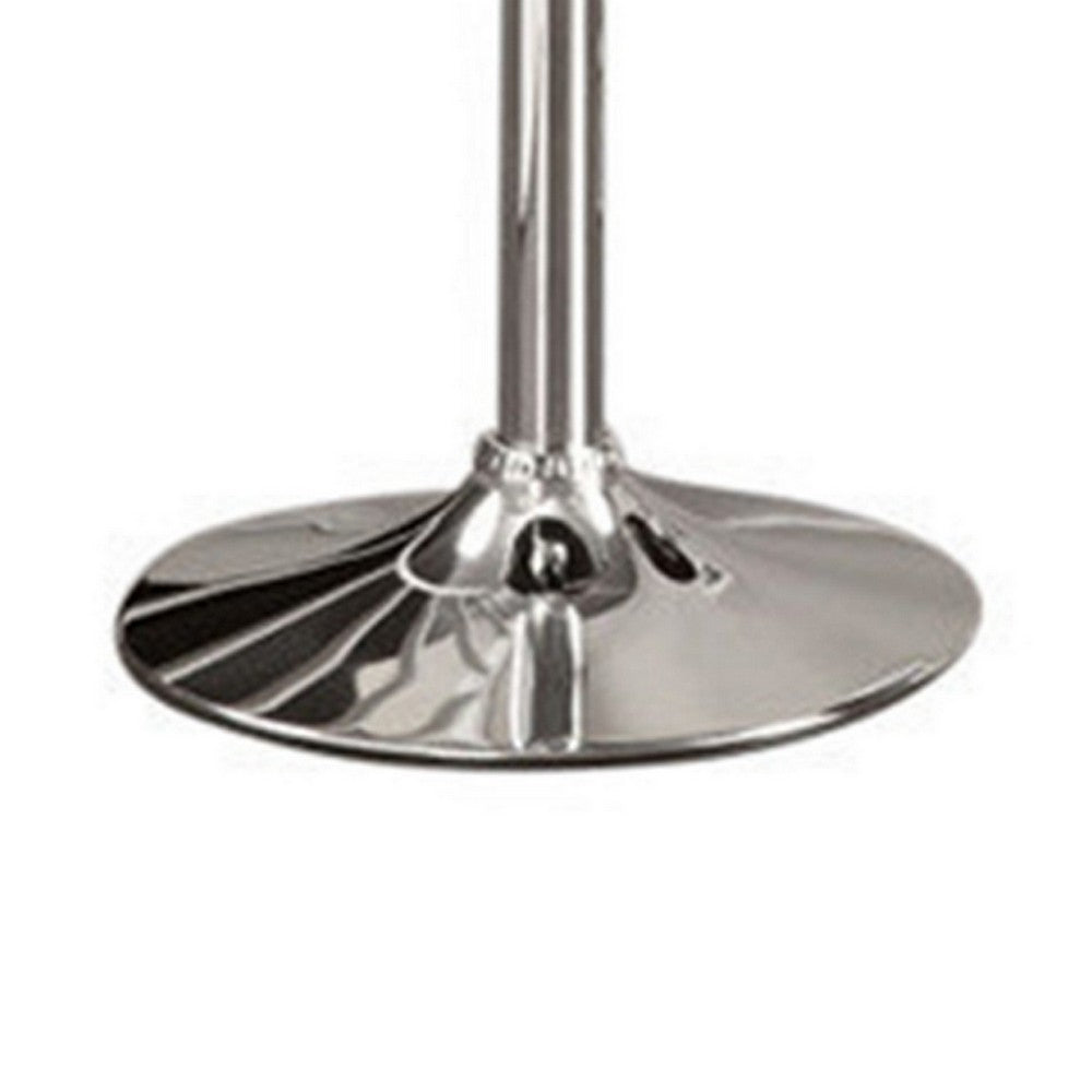 Metal Base Bar Stool With Faux Leather Seat White & Silver Set of 2 - PDX-F1554