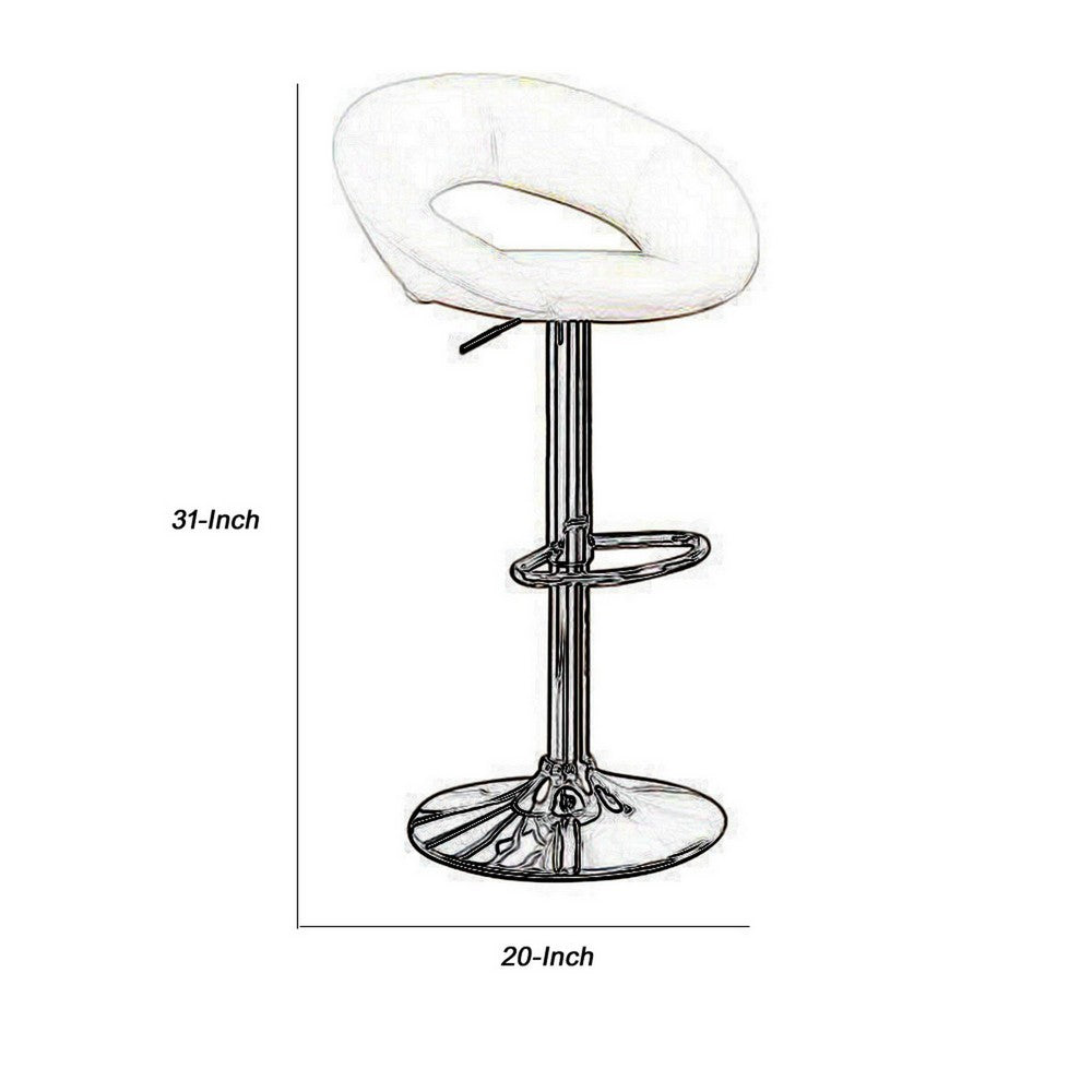 Metal Base Bar Stool With Faux Leather Seat White & Silver Set of 2 - PDX-F1554