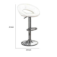 Metal Base Bar Stool With Faux Leather Seat White & Silver Set of 2 - PDX-F1554