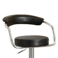 Round Seat Bar Stool With Gas Lift Black and Silver Set of 2 - PDX-F1559