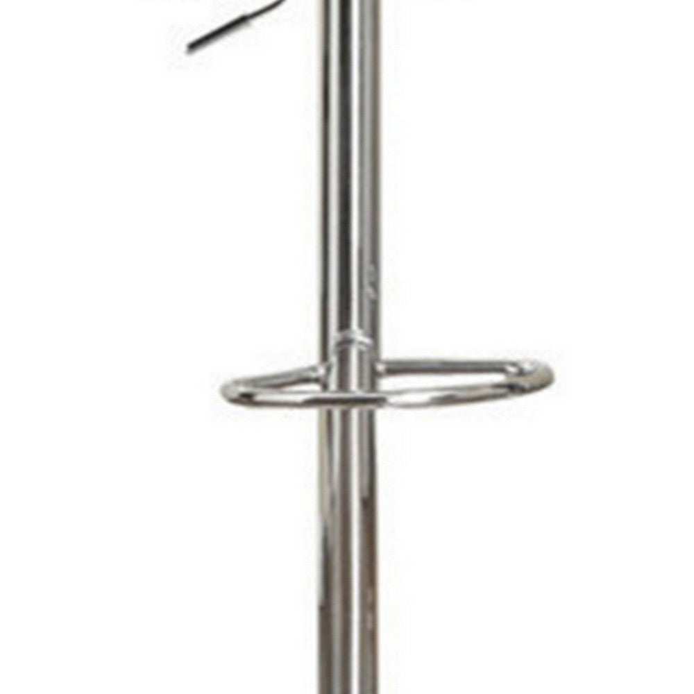 Round Seat Bar Stool With Gas Lift Black and Silver Set of 2 - PDX-F1559