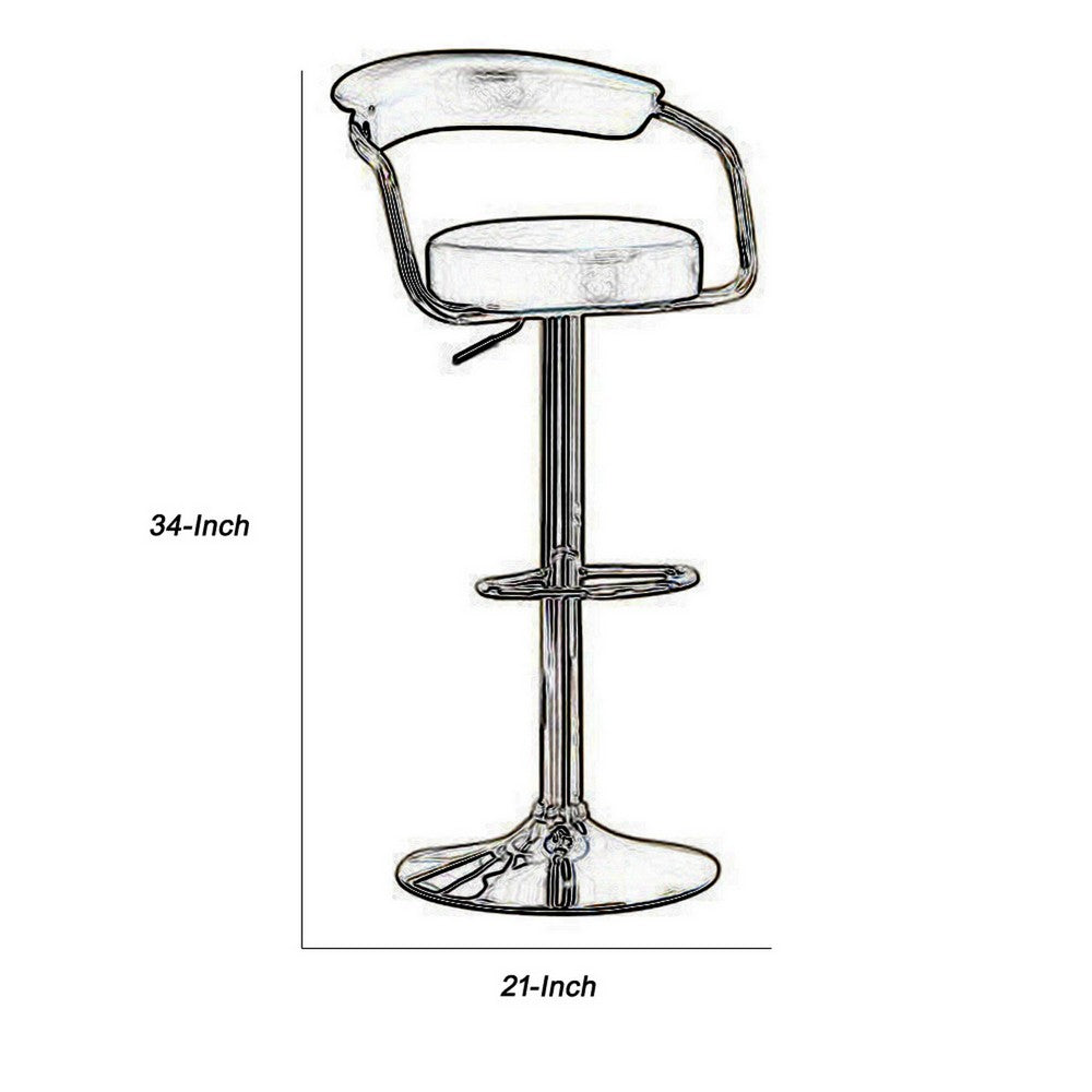 Round Seat Bar Stool With Gas Lift Black and Silver Set of 2 - PDX-F1559
