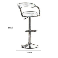 Round Seat Bar Stool With Gas Lift Black and Silver Set of 2 - PDX-F1559