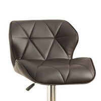 Barstool with Gaslight In Tufted Leather Dark Brown Set of 2 - PDX-F1587