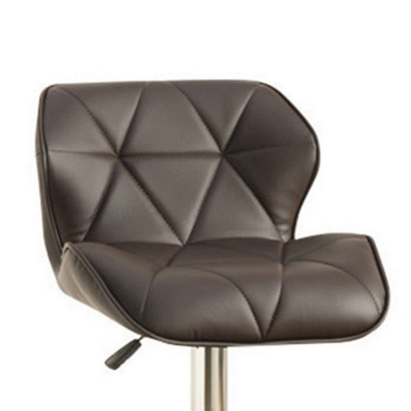 Barstool with Gaslight In Tufted Leather Dark Brown Set of 2 - PDX-F1587