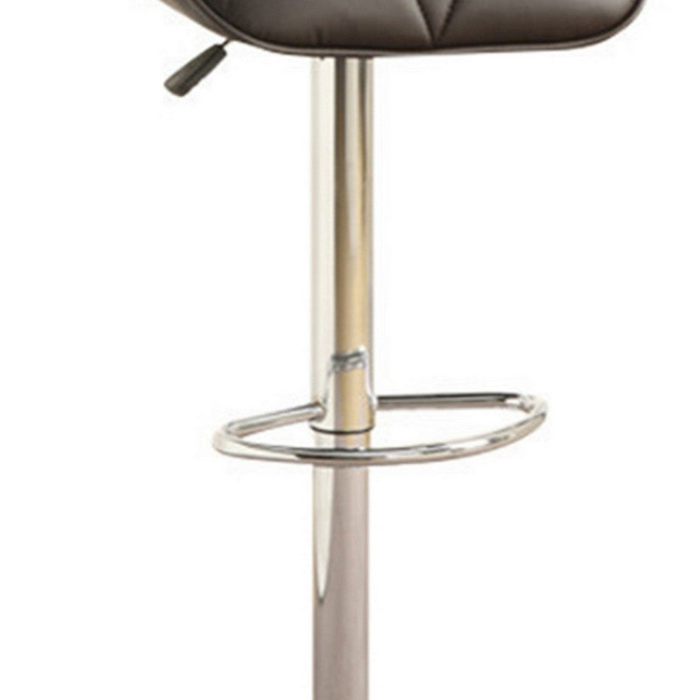 Barstool with Gaslight In Tufted Leather Dark Brown Set of 2 - PDX-F1587