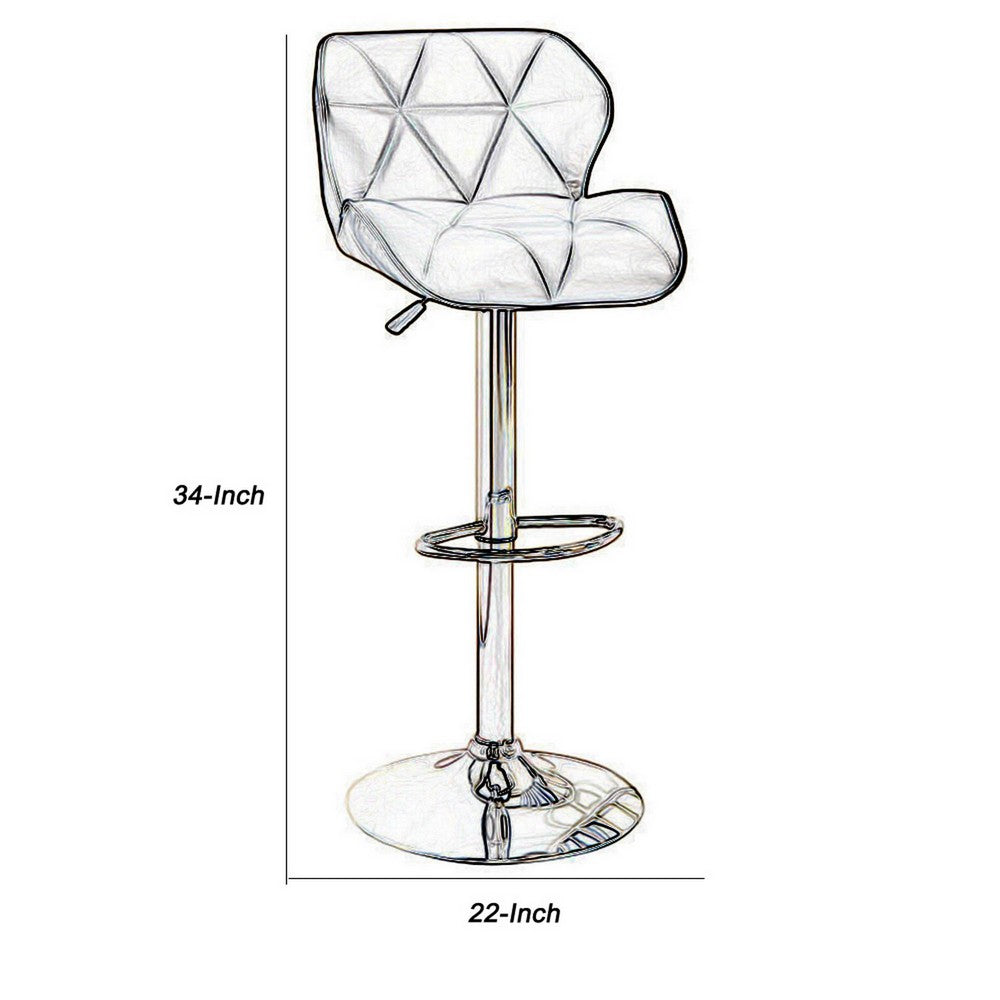 Barstool with Gaslight In Tufted Leather Dark Brown Set of 2 - PDX-F1587