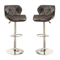 Barstool with Gaslight In Tufted Leather Dark Brown Set of 2 - PDX-F1587