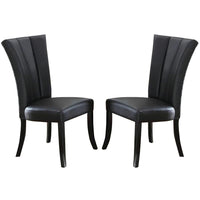 Leather Upholstered Dining Chair In Poplar Wood, Set Of 2,Black - BM171539