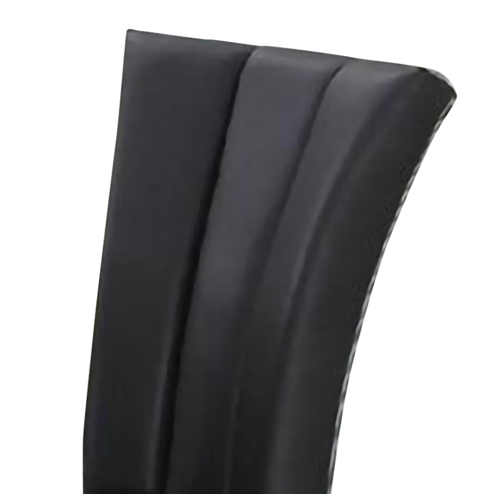 Leather Upholstered Dining Chair In Poplar Wood, Set Of 2,Black - PDX-F1591