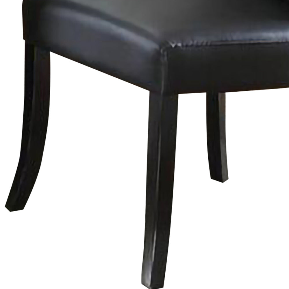 Leather Upholstered Dining Chair In Poplar Wood, Set Of 2,Black - PDX-F1591