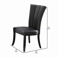 Leather Upholstered Dining Chair In Poplar Wood, Set Of 2,Black - BM171539