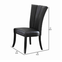 Leather Upholstered Dining Chair In Poplar Wood, Set Of 2,Black - PDX-F1591