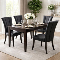 Leather Upholstered Dining Chair In Poplar Wood, Set Of 2,Black - PDX-F1591
