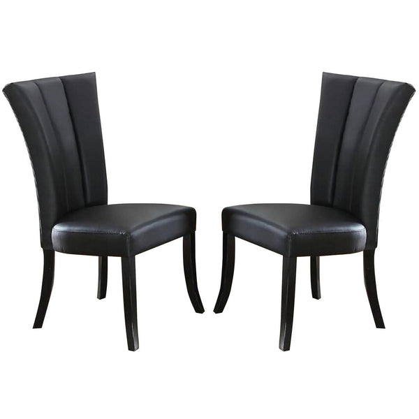 Leather Upholstered Dining Chair In Poplar Wood, Set Of 2,Black - PDX-F1591