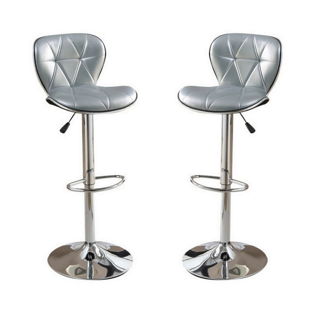 Polyurethane Swivel Barstool Silver Set of 2 - PDX-F1623