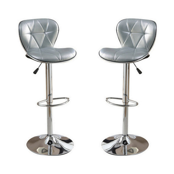Polyurethane Swivel Barstool Silver Set of 2 - PDX-F1623