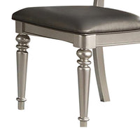 Rubber Wood Dining Chair With Diamond Tufted Back, Set Of 2,Gray - PDX-F1705