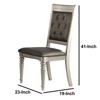 Rubber Wood Dining Chair With Diamond Tufted Back, Set Of 2,Gray - PDX-F1705