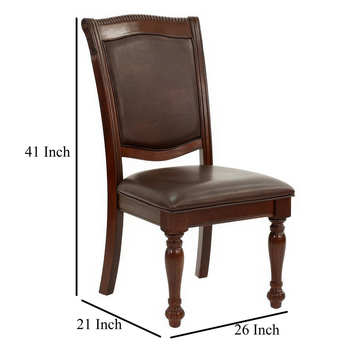 Set Of 2 Rubber Wood Traditional Dining Chair, Dark Brown - PDX-F1729
