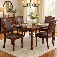 Set Of 2 Rubber Wood Traditional Dining Chair, Dark Brown - PDX-F1729