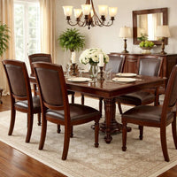 Set Of 2 Rubber Wood Traditional Dining Chair, Dark Brown - PDX-F1729