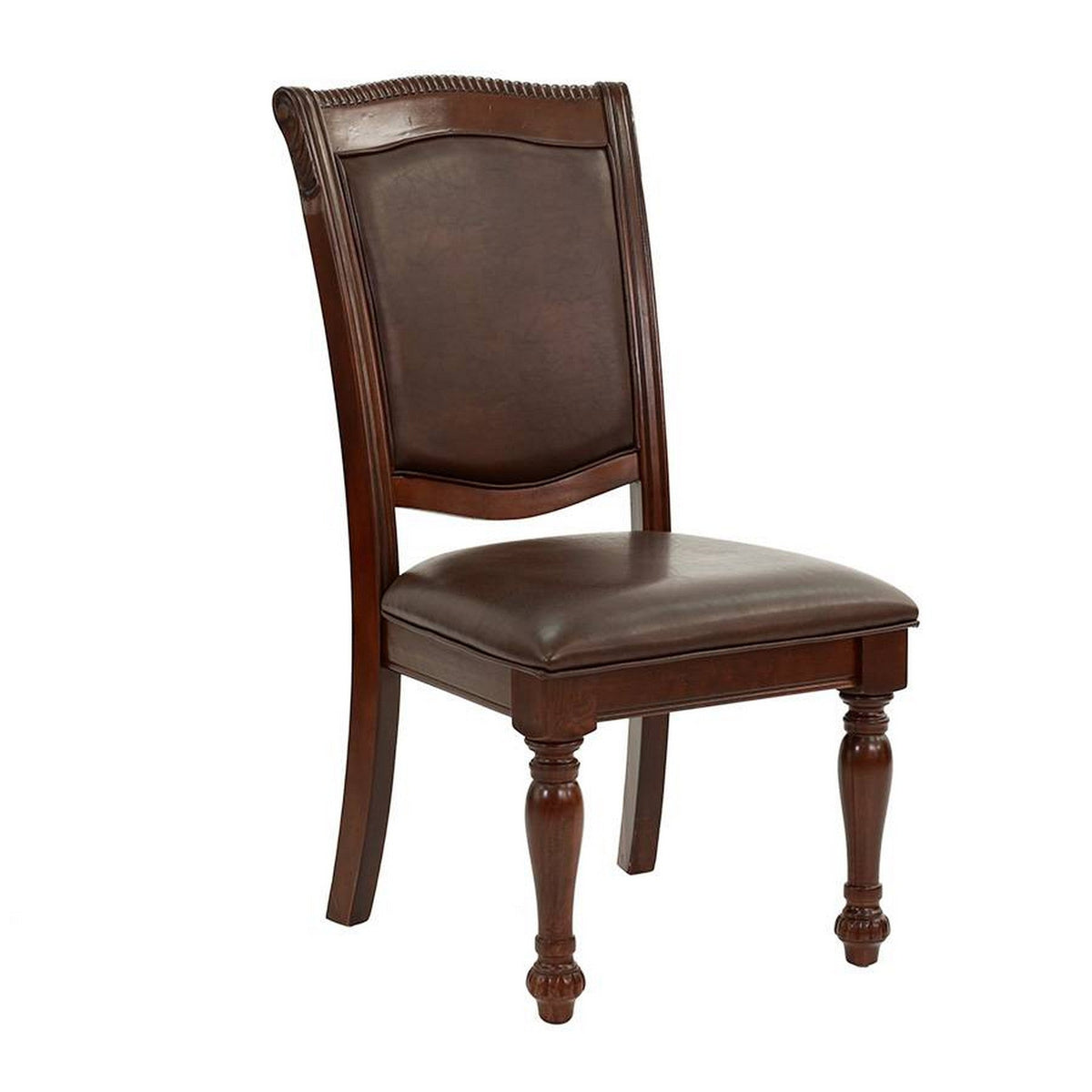 Set Of 2 Rubber Wood Traditional Dining Chair, Dark Brown - PDX-F1729