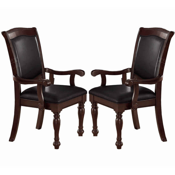 BM171255 Rubber Wood Arm Chair, Set Of 2, Brown