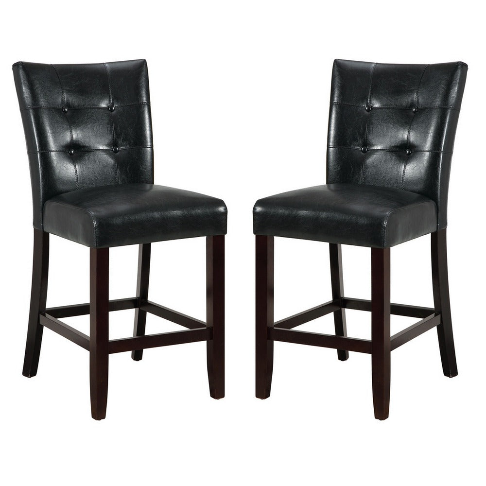 Wood & Polyurethane High Chair, Black & Brown, Set of 2 - BM166660
