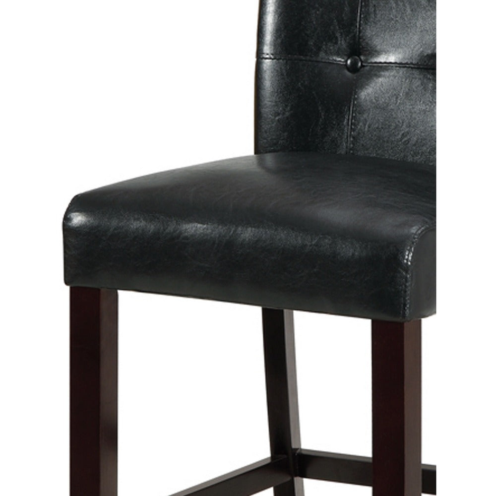 Wood & Polyurethane High Chair, Black & Brown, Set of 2 - PDX-F1754