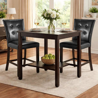 Wood & Polyurethane High Chair, Black & Brown, Set of 2 - PDX-F1754