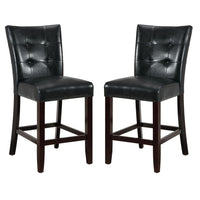 Wood & Polyurethane High Chair, Black & Brown, Set of 2 - PDX-F1754