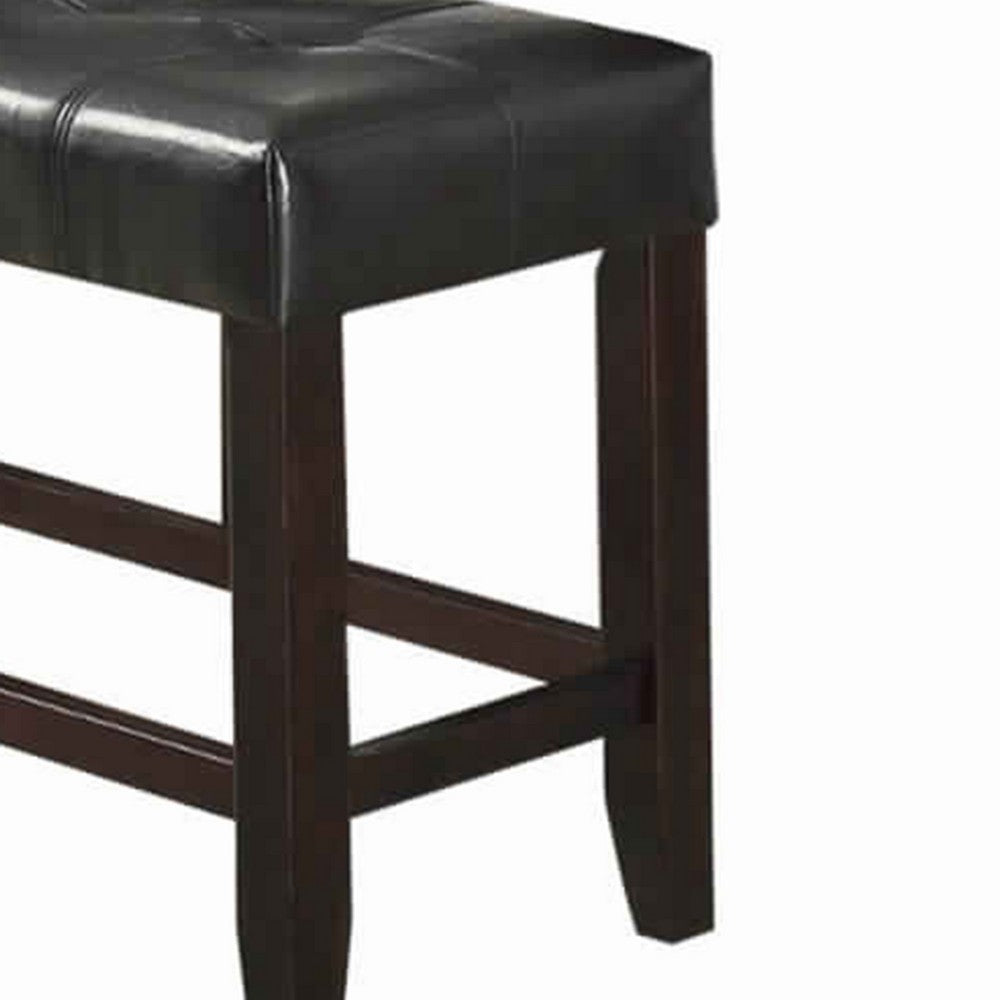 Wood Based High Bench With Tufted Seat Black and Brown - PDX-F1755