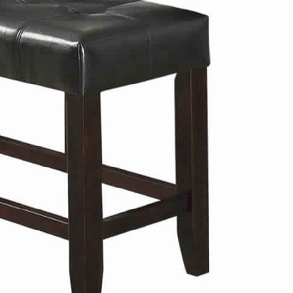 Wood Based High Bench With Tufted Seat Black and Brown - PDX-F1755
