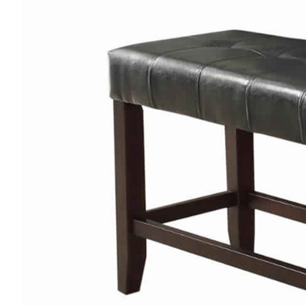Wood Based High Bench With Tufted Seat Black and Brown - PDX-F1755