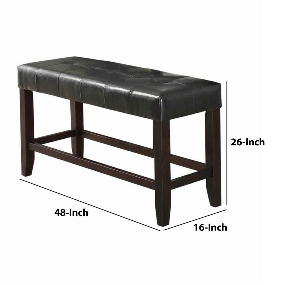 Wood Based High Bench With Tufted Seat Black and Brown - PDX-F1755