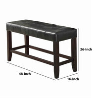 Wood Based High Bench With Tufted Seat Black and Brown - PDX-F1755