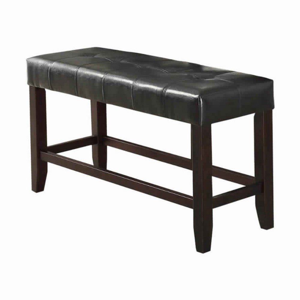 Wood Based High Bench With Tufted Seat Black and Brown - PDX-F1755