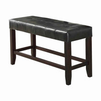 Wood Based High Bench With Tufted Seat Black and Brown - PDX-F1755