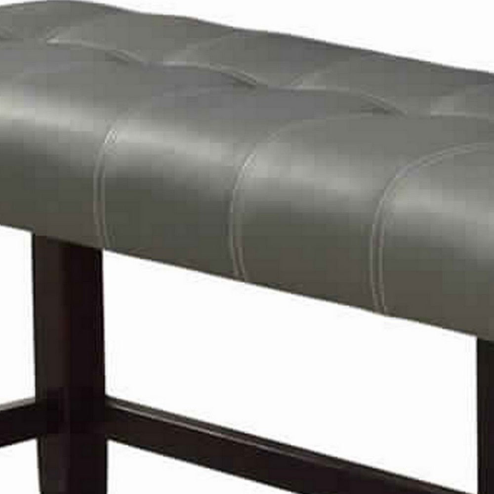 Tufted High Bench With Tapered Legs Silver and Brown - PDX-F1757