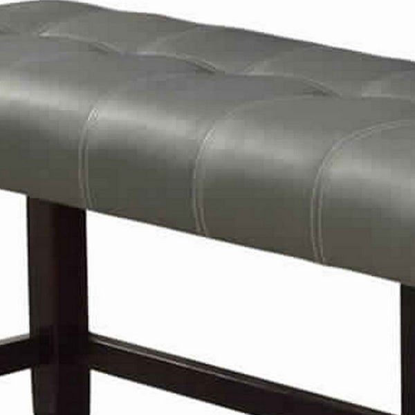 Tufted High Bench With Tapered Legs Silver and Brown - PDX-F1757