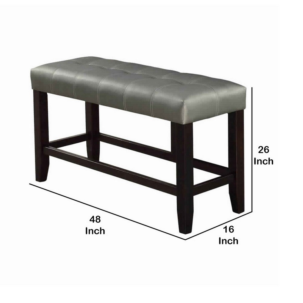 Tufted High Bench With Tapered Legs Silver and Brown - PDX-F1757