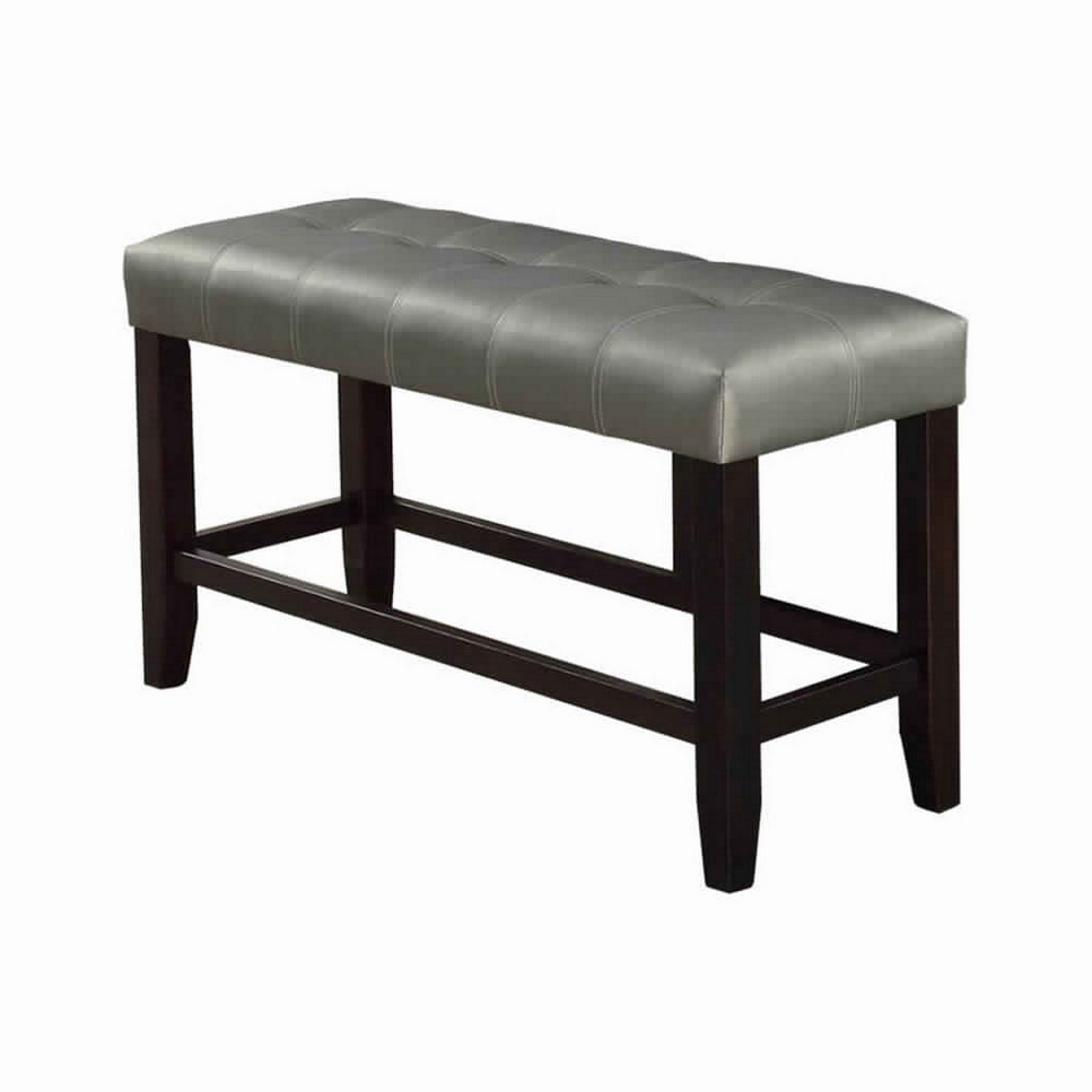 Tufted High Bench With Tapered Legs Silver and Brown - PDX-F1757