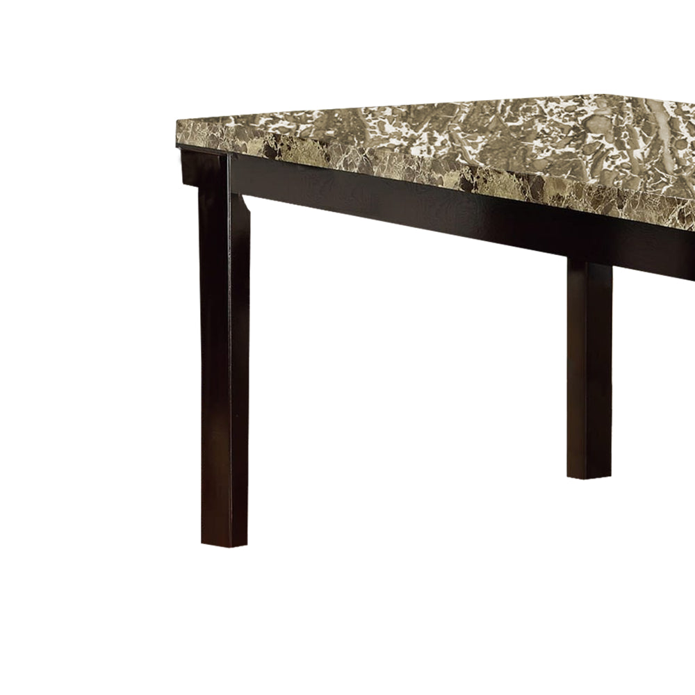Slick Finish Faux Marble & Pine Wood Dining Table, Brown - BM171261