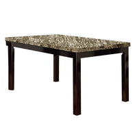 Slick Finish Faux Marble & Pine Wood Dining Table, Brown - PDX-F2093