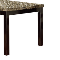 Slick Finish Faux Marble & Pine Wood Dining Table, Brown - PDX-F2093